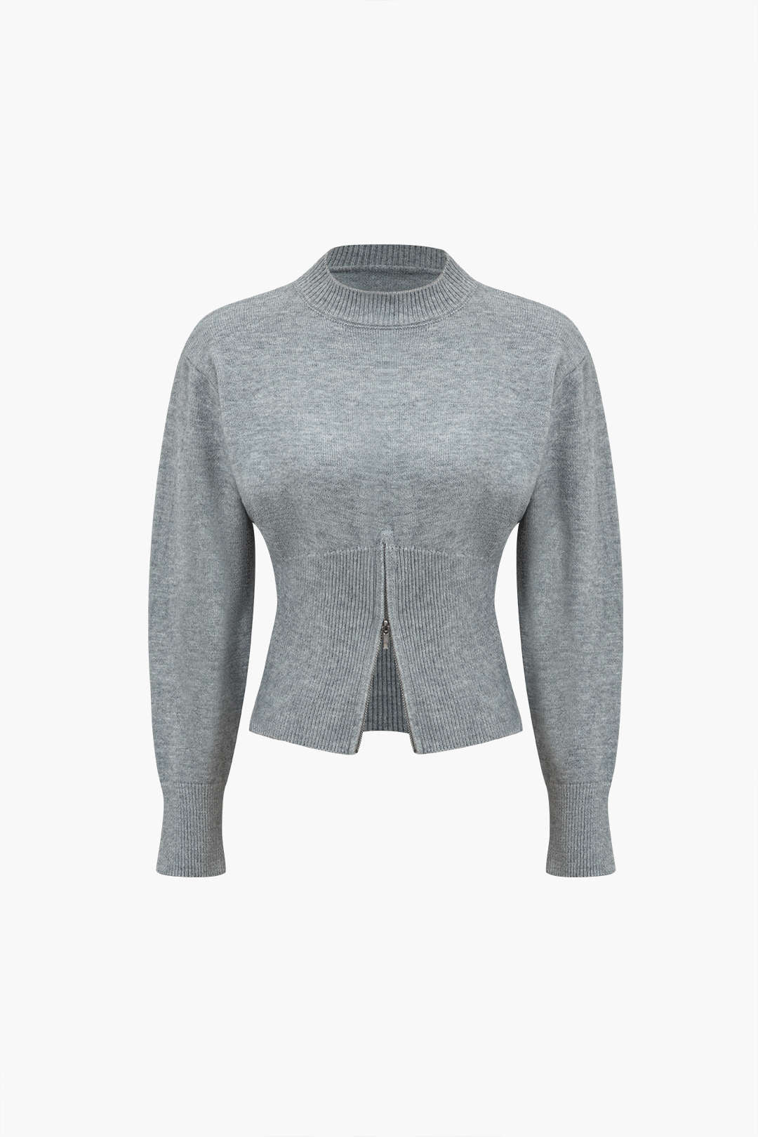 Solid Zipper Sweater Long-Sleeve Top