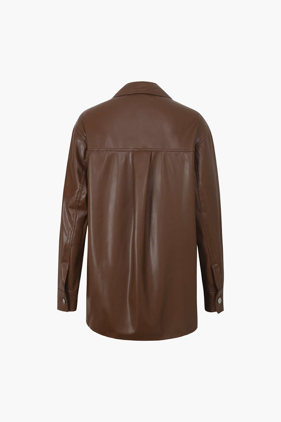 Flap Pocket Faux Leather Jacket