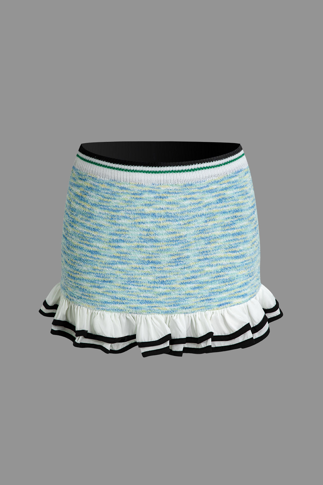 V-Neck Sleeveless Knit Tank Top And Ruffle Mini Skirt Set
