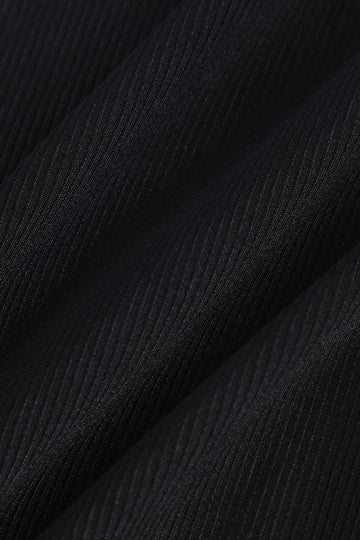 Solid Color Rib Knit Short Sleeve Slit Midi Dress