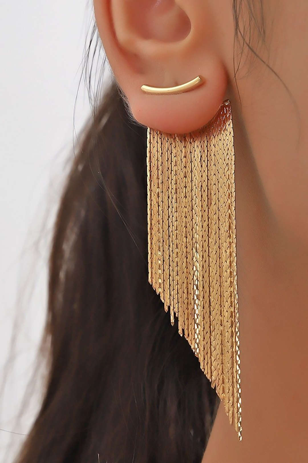 Asymmetrical Metal Fringe Earrings