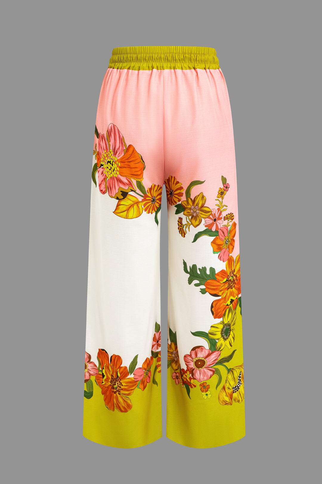 Floral Print Drawstring Wide Leg Pants