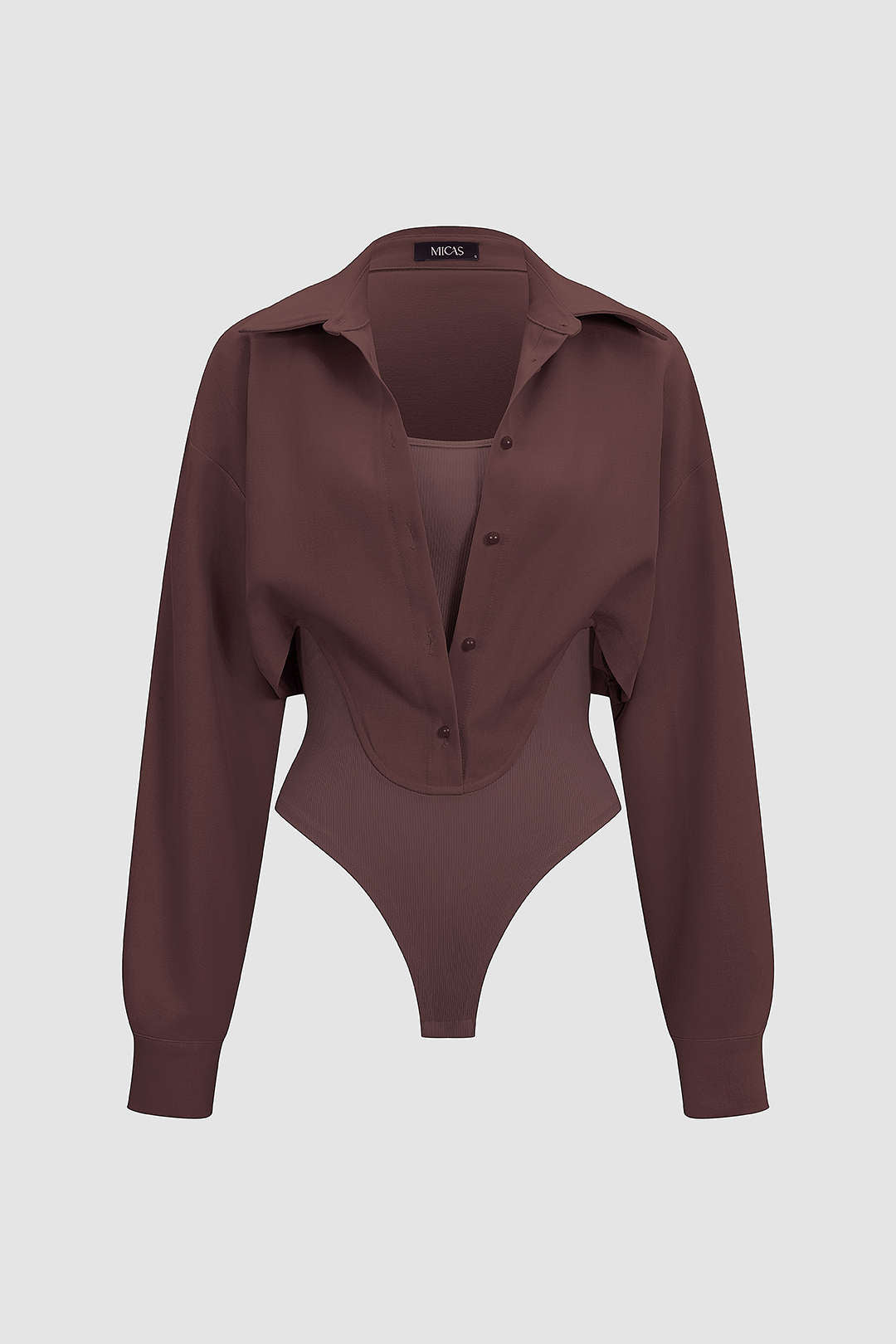 Patchwork Button Long Sleeve Bodysuit