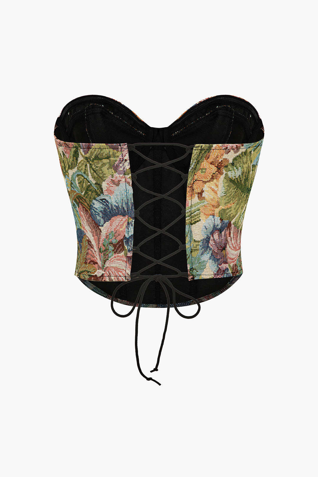 Retro Print Bustier Tie Back Tube Top