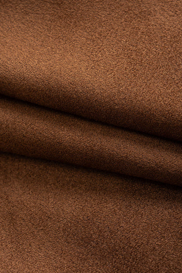 Plaid Print Suede Patchwork Button Shirred Waistband Sweatshirt