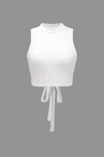 Tie Back Tank Top And Ruched Ruffle Skirt Set