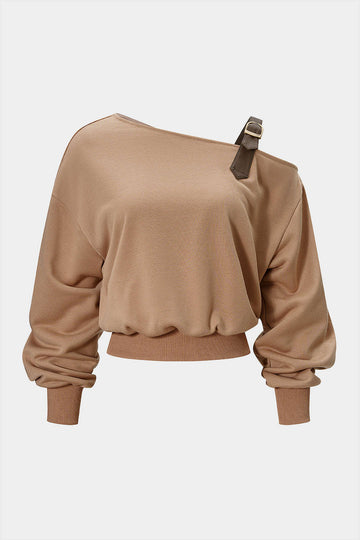 Plus Size Patchwork Asymmetrical Long Sleeve Sweatshirt