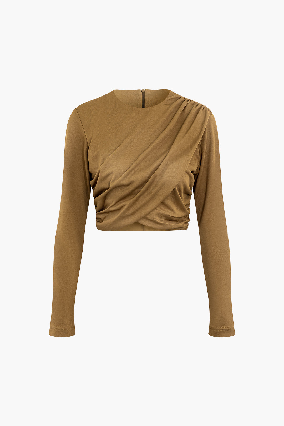 Wrap Ruched Long Sleeve Crop Top