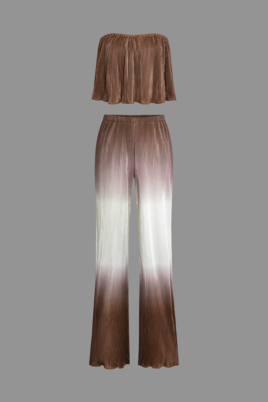 Pleated Off-Shoulder Top and Ombre Pants Set