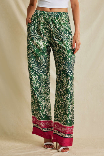 Ethnic Floral Print Wide Leg Pants