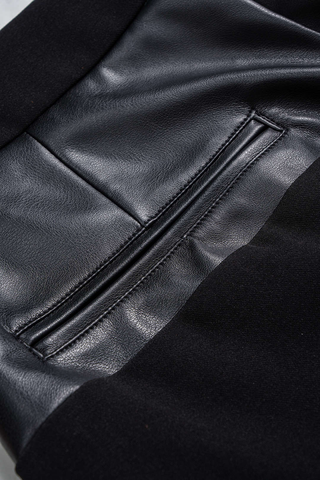 Patchwork Faux Skórzane spodnie