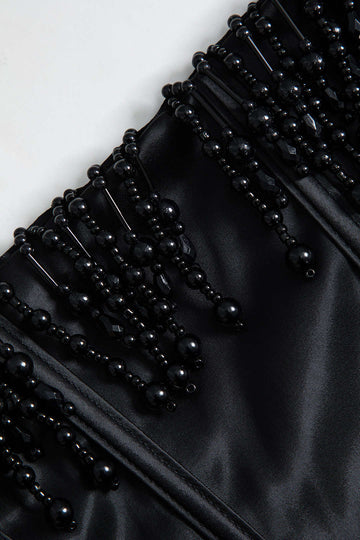 Pearl Braided Eyelet Corset Midi Dress