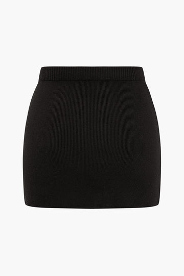 Plus Size Solid Knit Mini Skirt