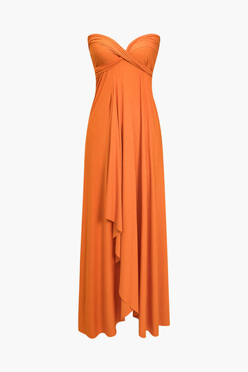 Solid Reversible Asymmetrical Tie-Up Maxi Dress