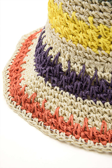 Color Block Crochet Knit Bucket Hat