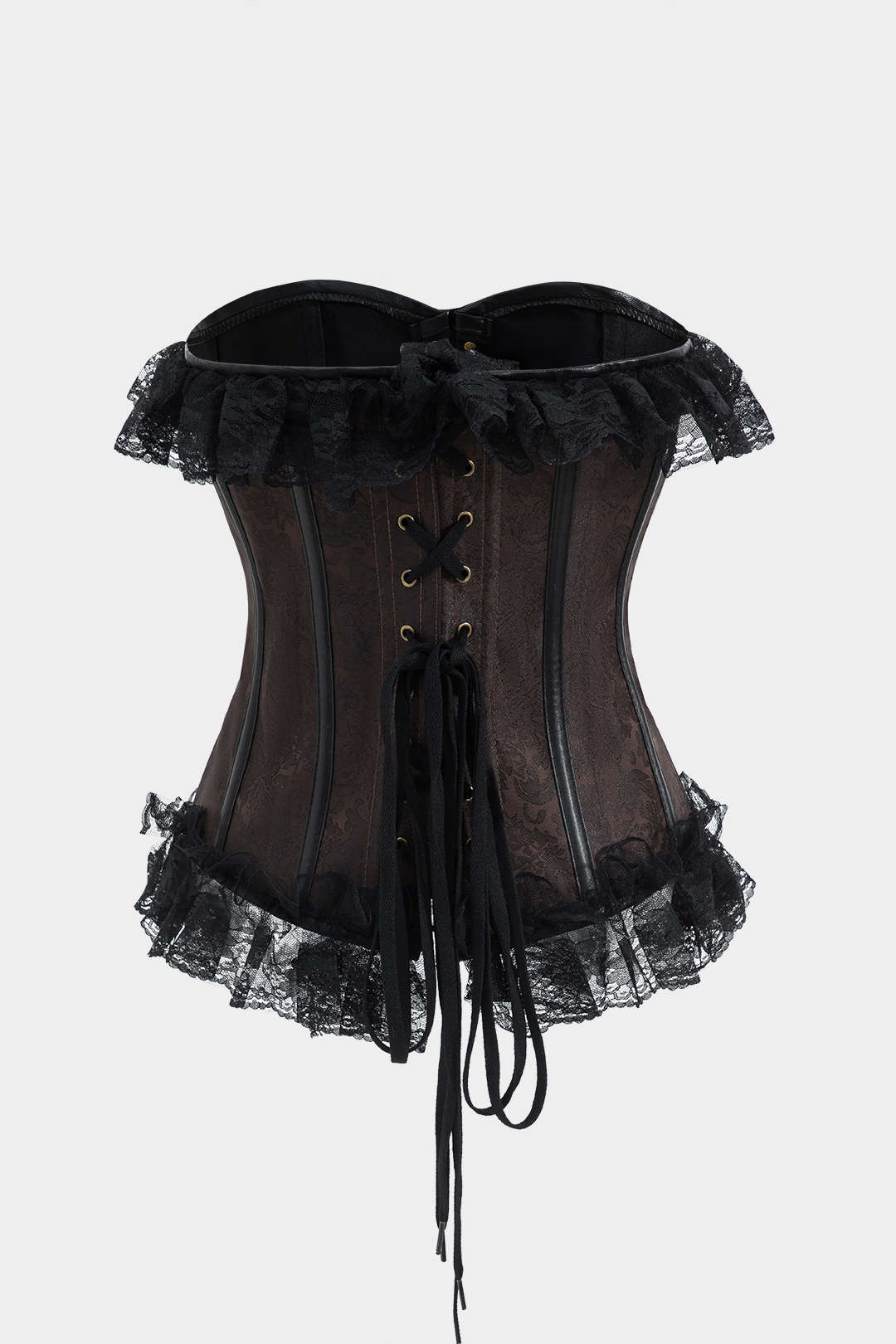 Δαντέλα jacquard μεταλλικό κουμπί Strappy Corset Tube Top