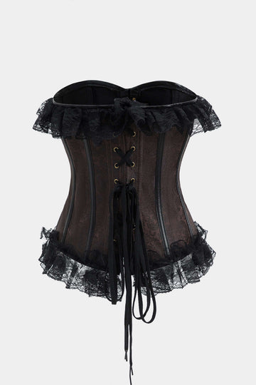 Bizzilla Jacquard Metallic Button Strappy Corset Tube Top