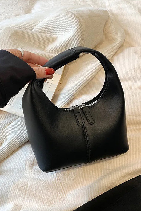 Solid Faux Leather Tote Bag