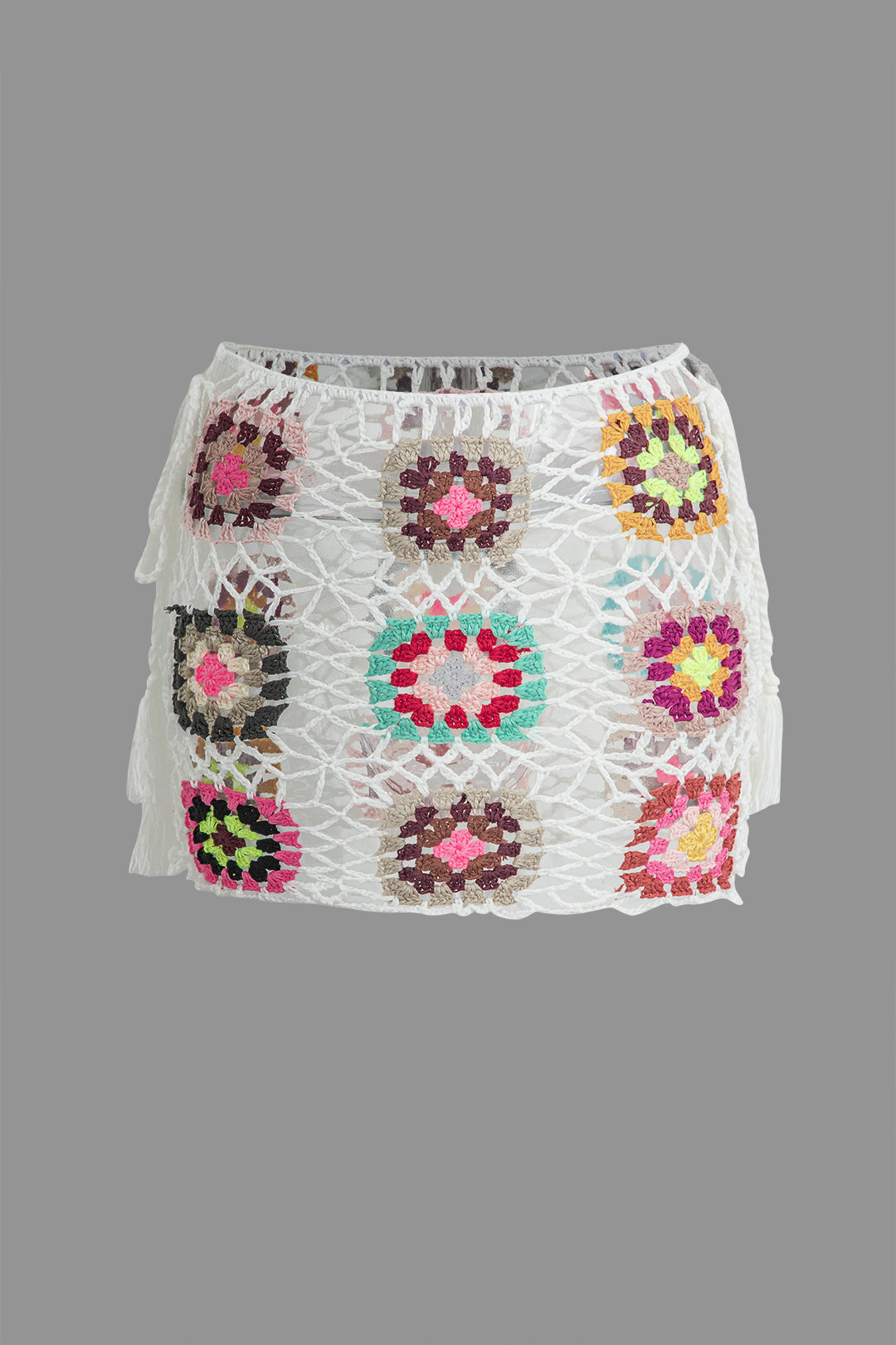 Flower Embroidery Hollow Out Crochet Knit Mini Skirt