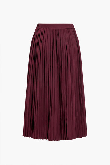 Solid Tank Top And Pleated Skirt Set