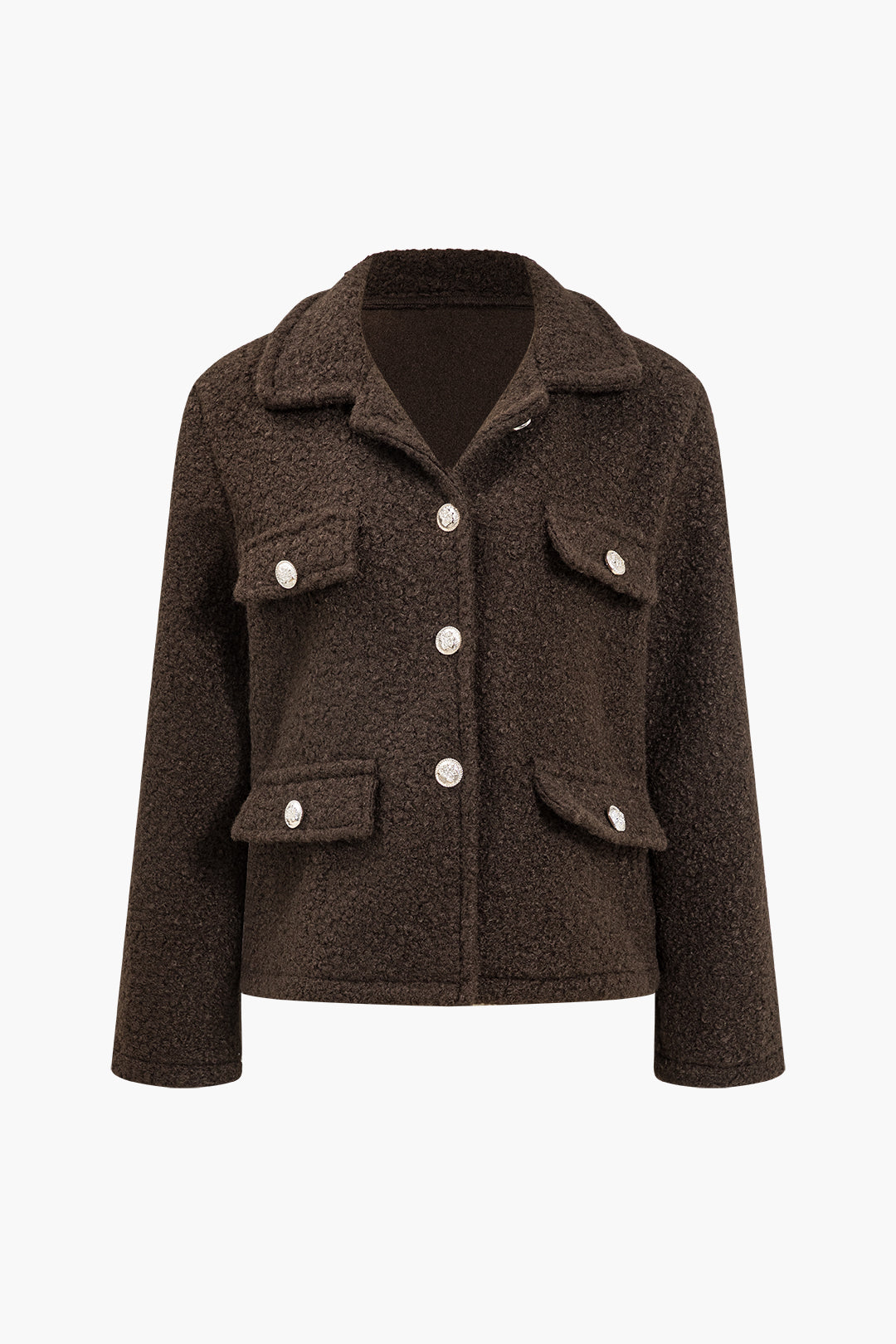 Faux Wool Button Collar Jacket