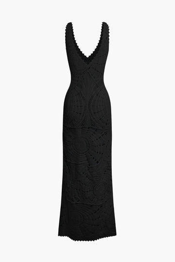 Solid V-neck Slip Knit Maxi Dress