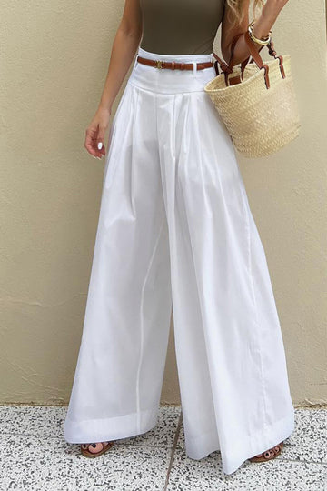 Solid Wide Leg Pants