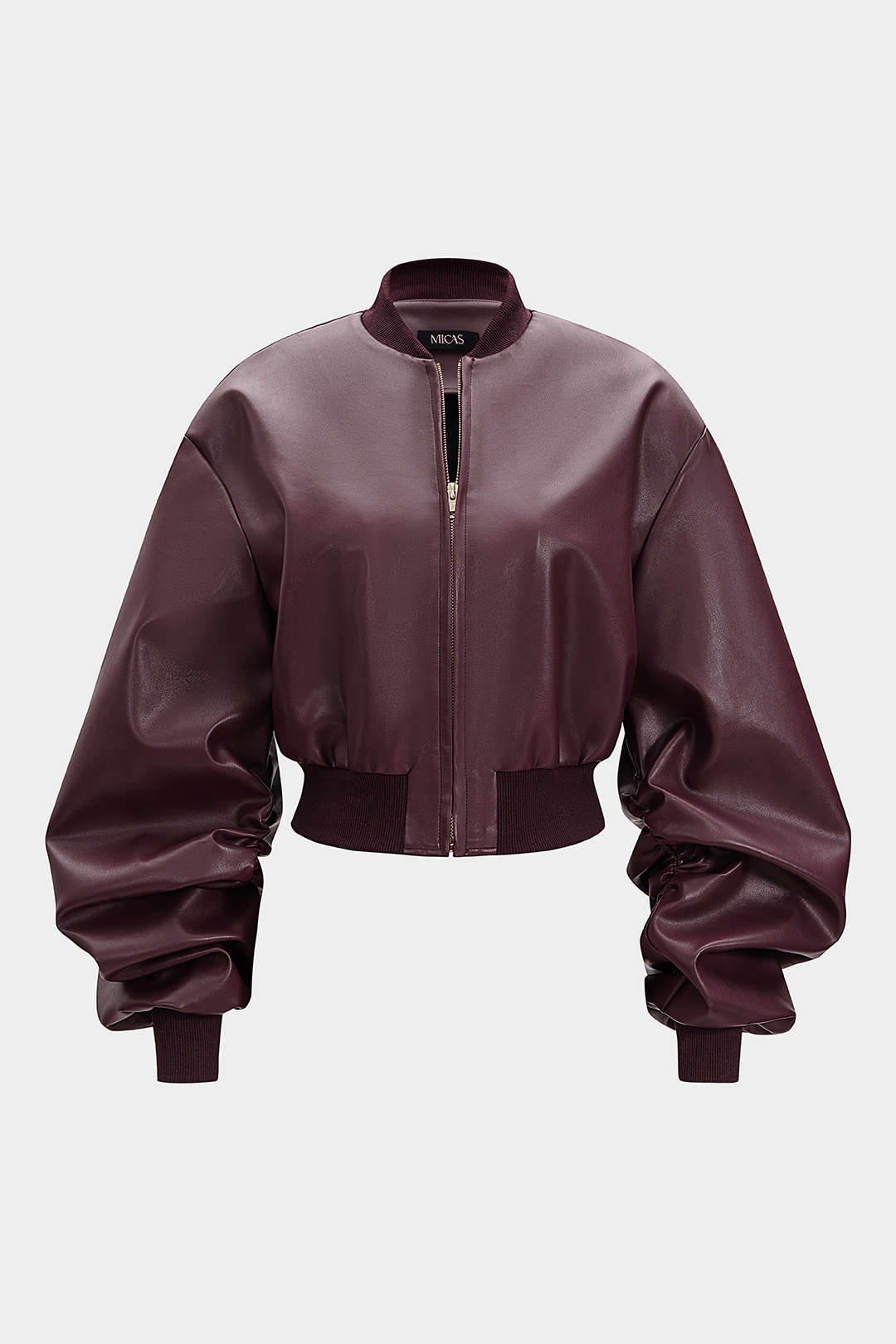 Faux Leather Patchwork Ribbed Jacket