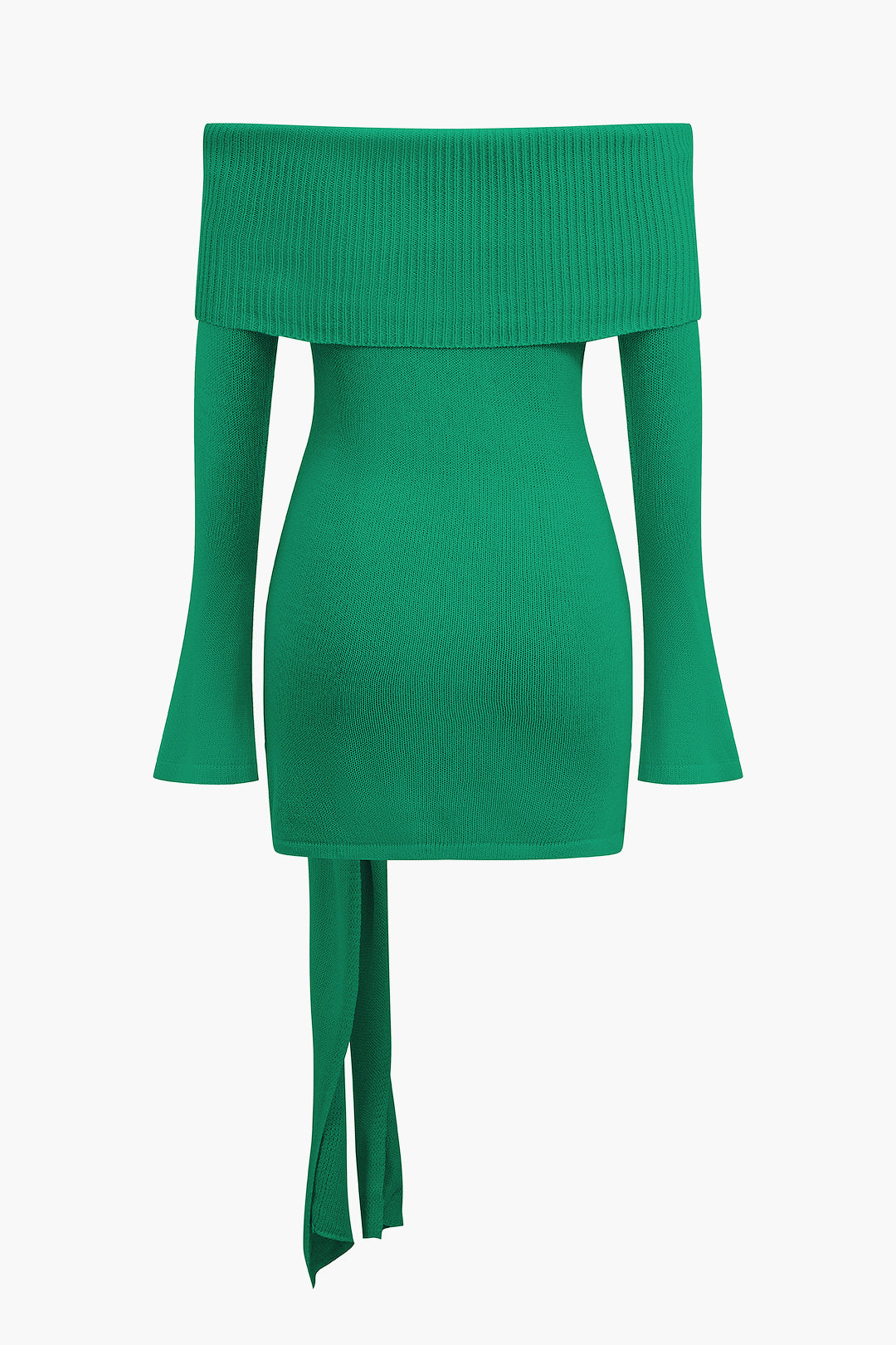 Off Spalla Twist Front Knit Mini Dress