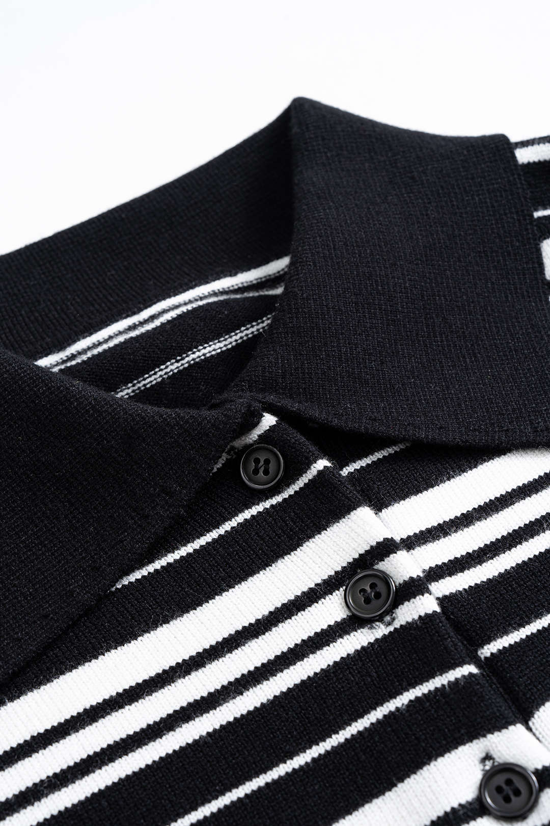 Stripe Print Contrast Polo Collar Long Sleeve Sweatshirt