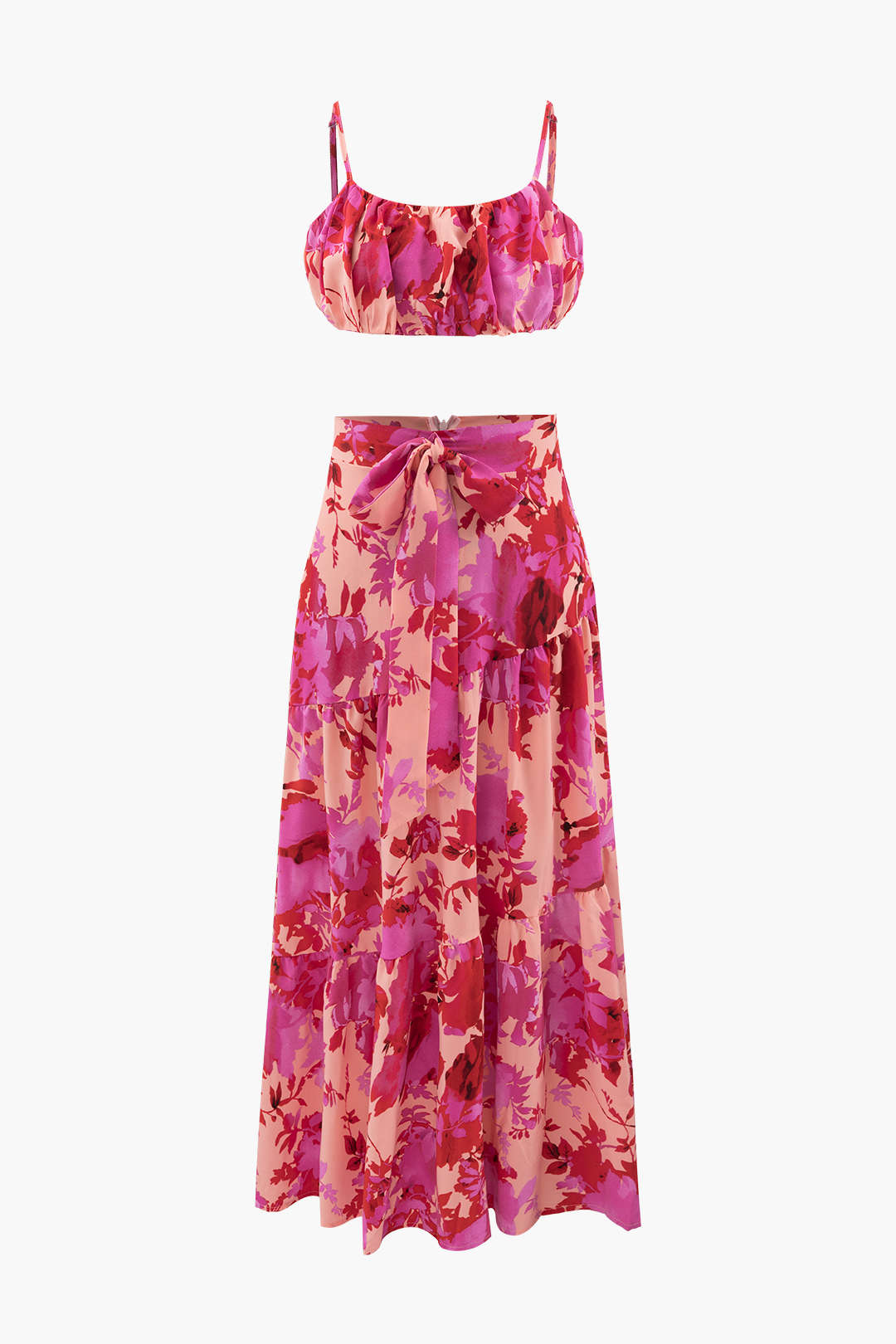 Floral Print Cami Top And Midi Skirt Set