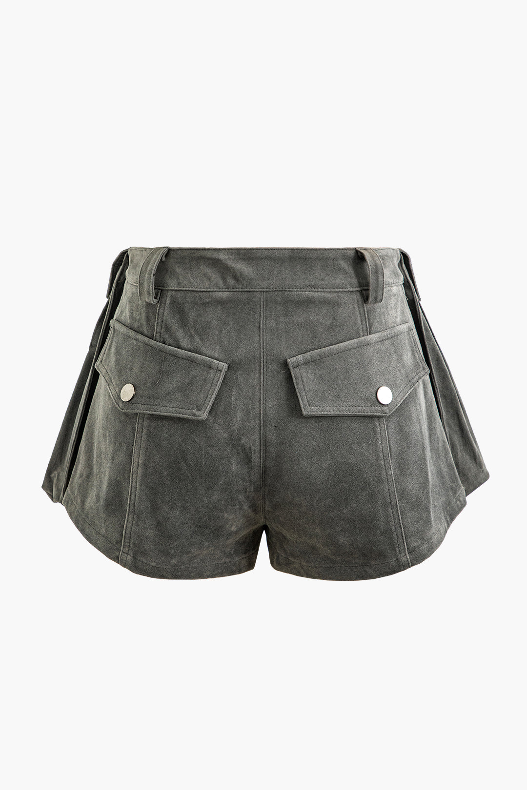 Faux Suede Button Up Flap Pocket Mini Skirt