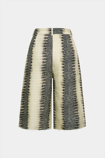 Snake Skin Print Straight Leg Shorts