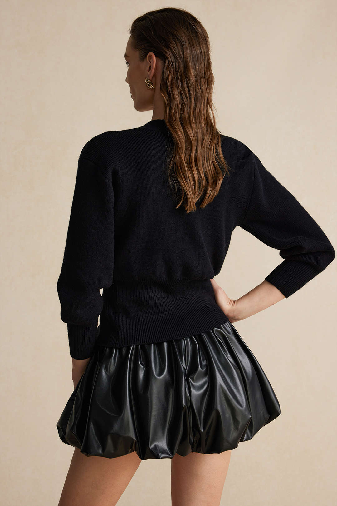 Faux Leather Puff Mini Skirt