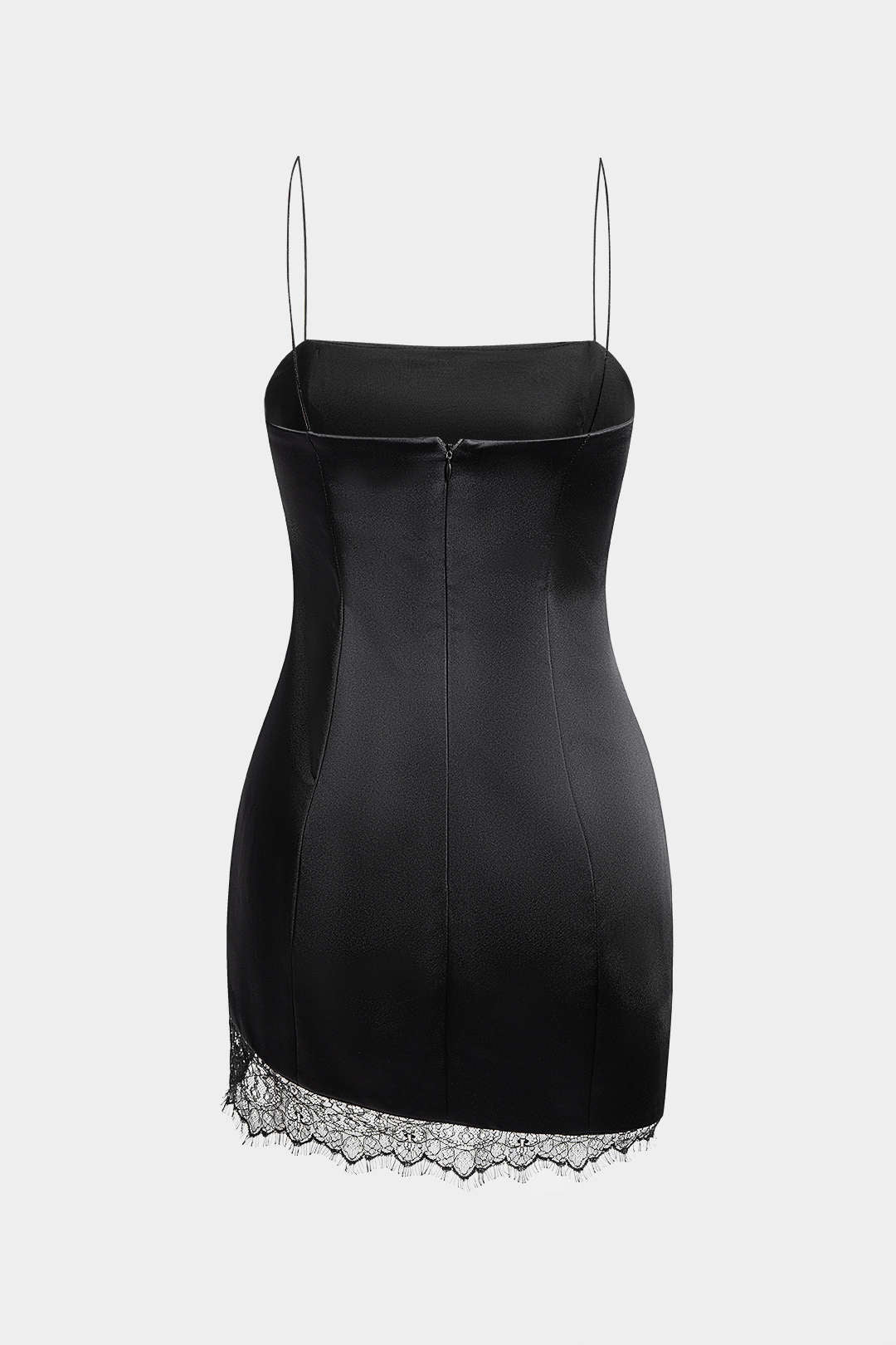 Satin Lace Patchwork  Asymmetrical Hem Sleeveless Mini Dress