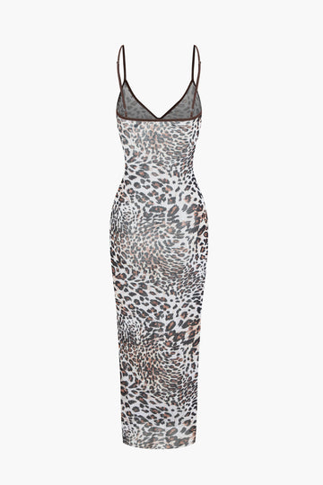 Leopard Print V-neck Slip Dress