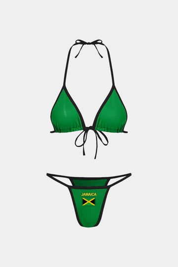 Jamaika gesticktes Kontrast Bikini Set