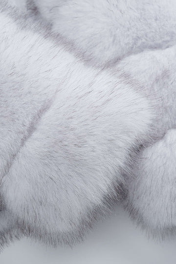 Faux Fur Feather Long Sleeve Coat