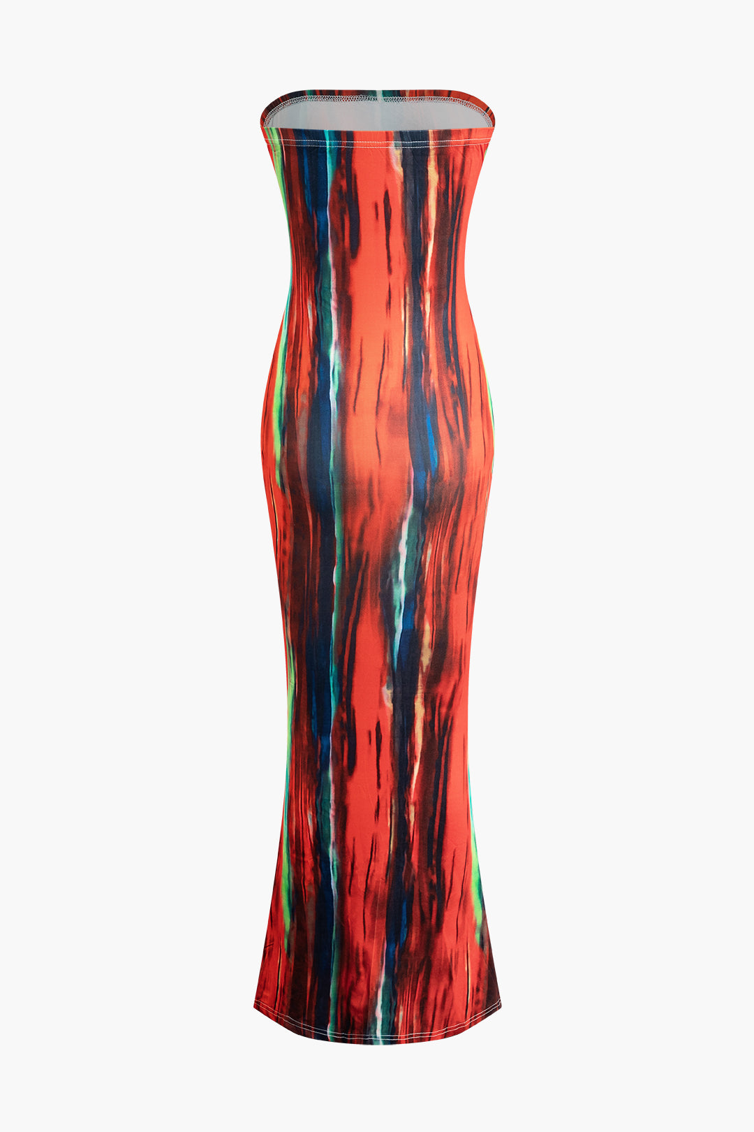 Abstract Print Strapless Maxi Dress
