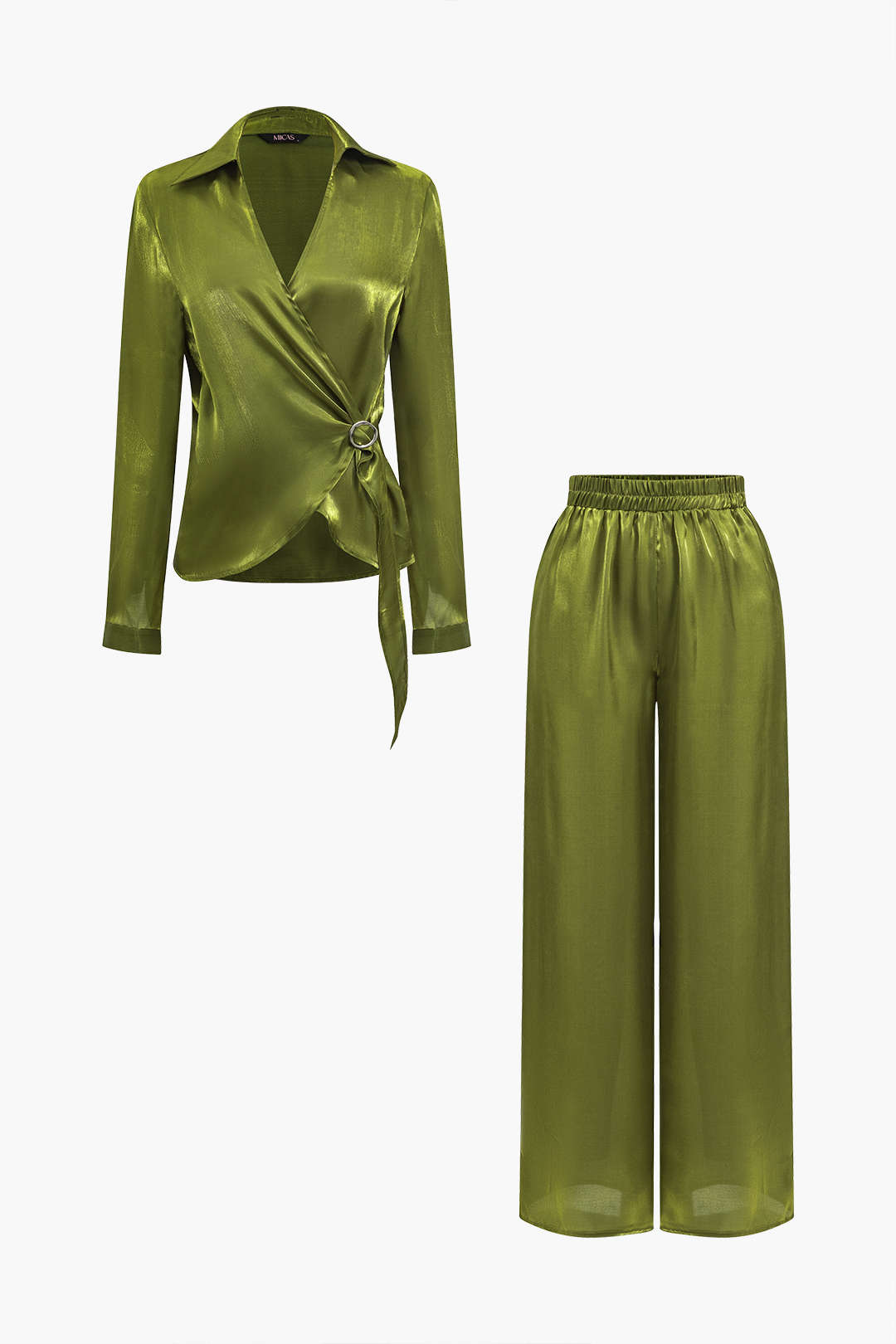 Solid Asymmetrical Shirt And Trousers Set