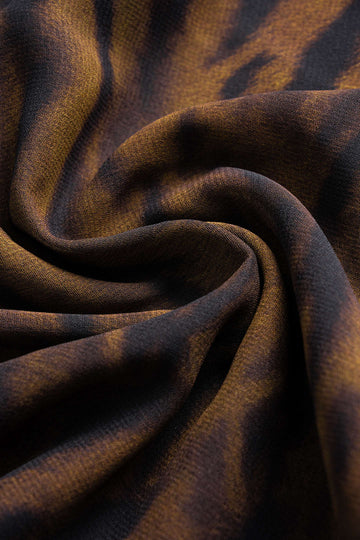 Tiger Print Chiffon V-Neck Asymmetrical Knotted Ruched Sleeveless Mini Dress