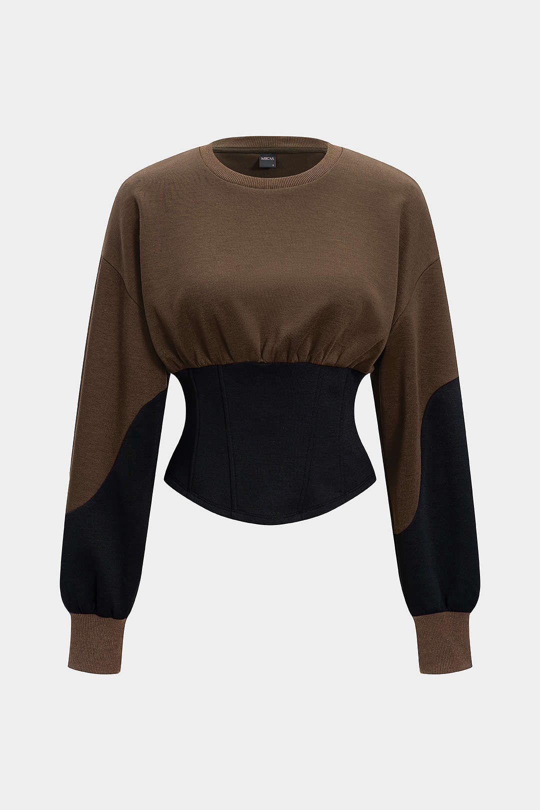 Contrast Asymmetrical Round Neck Sweatshirt