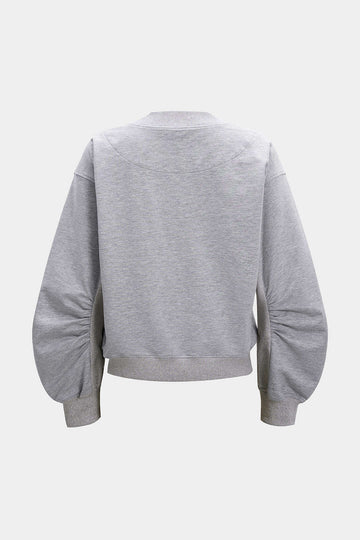 Letter Print Patchwork V-Neck Long Sleeve Sweatshirt