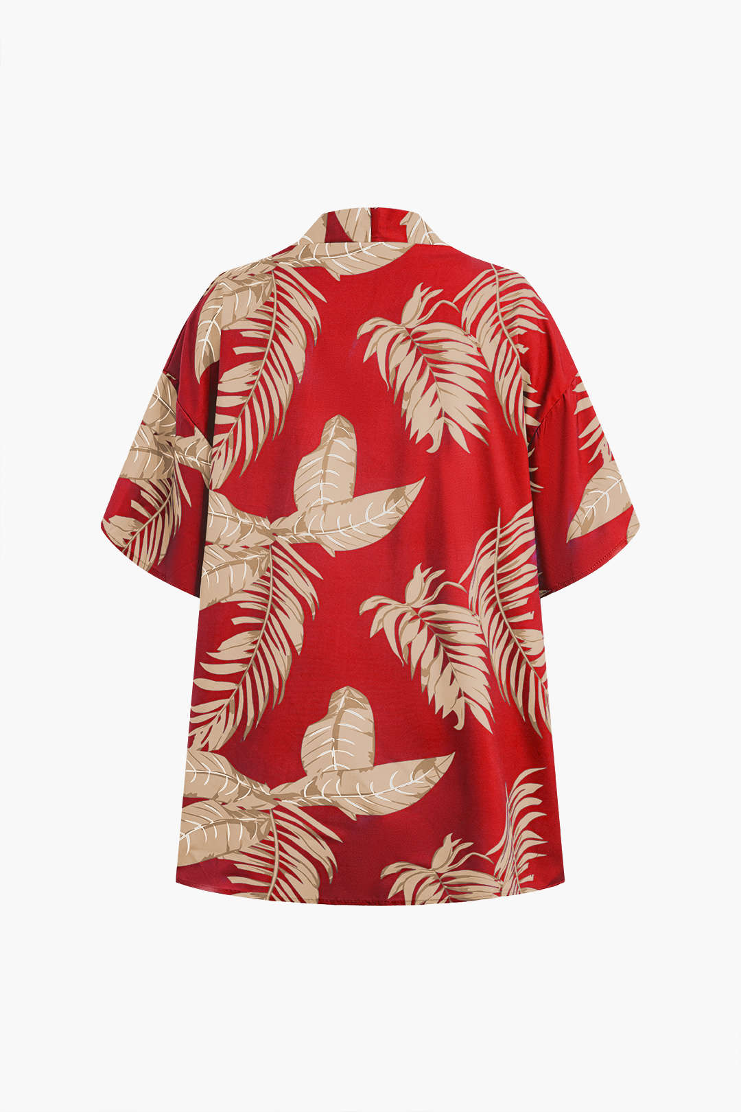 Leaf Print Shirt And Shorts Set