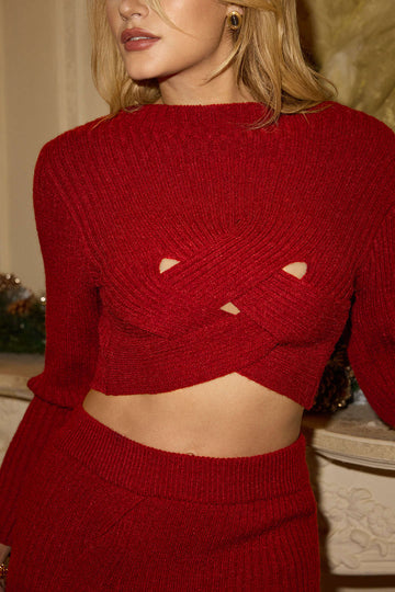 Gekreuzter Pullover Long-Mischung Top