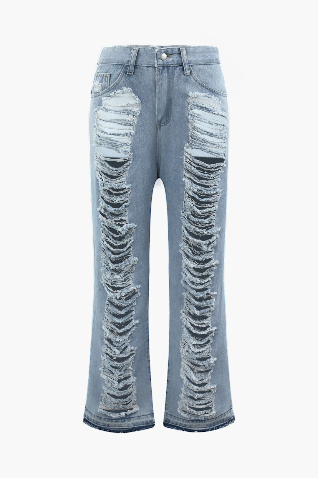 Frayed Ripped Straight Leg Jeans