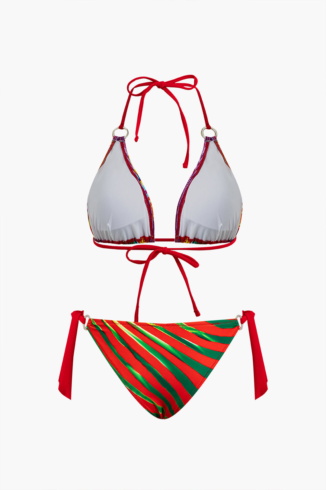 Abstract Print Halter Bikini Set With Cover Up