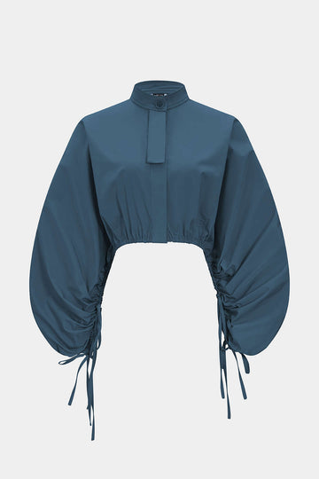 Tie-Up Ruched Long-Sleeve Jacket