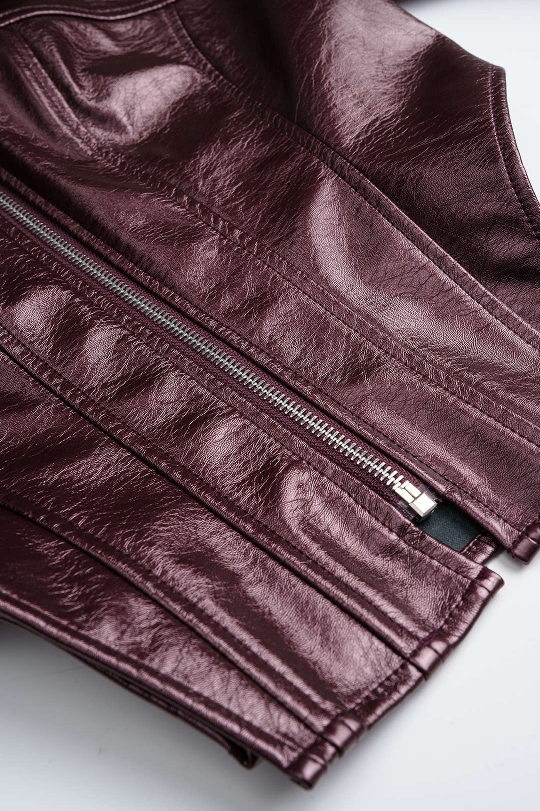 Faux Leather Zipper Corset Jacket