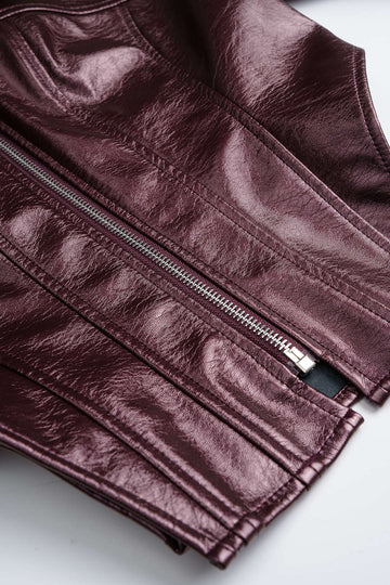 Faux Leather Zipper Corset Jacket